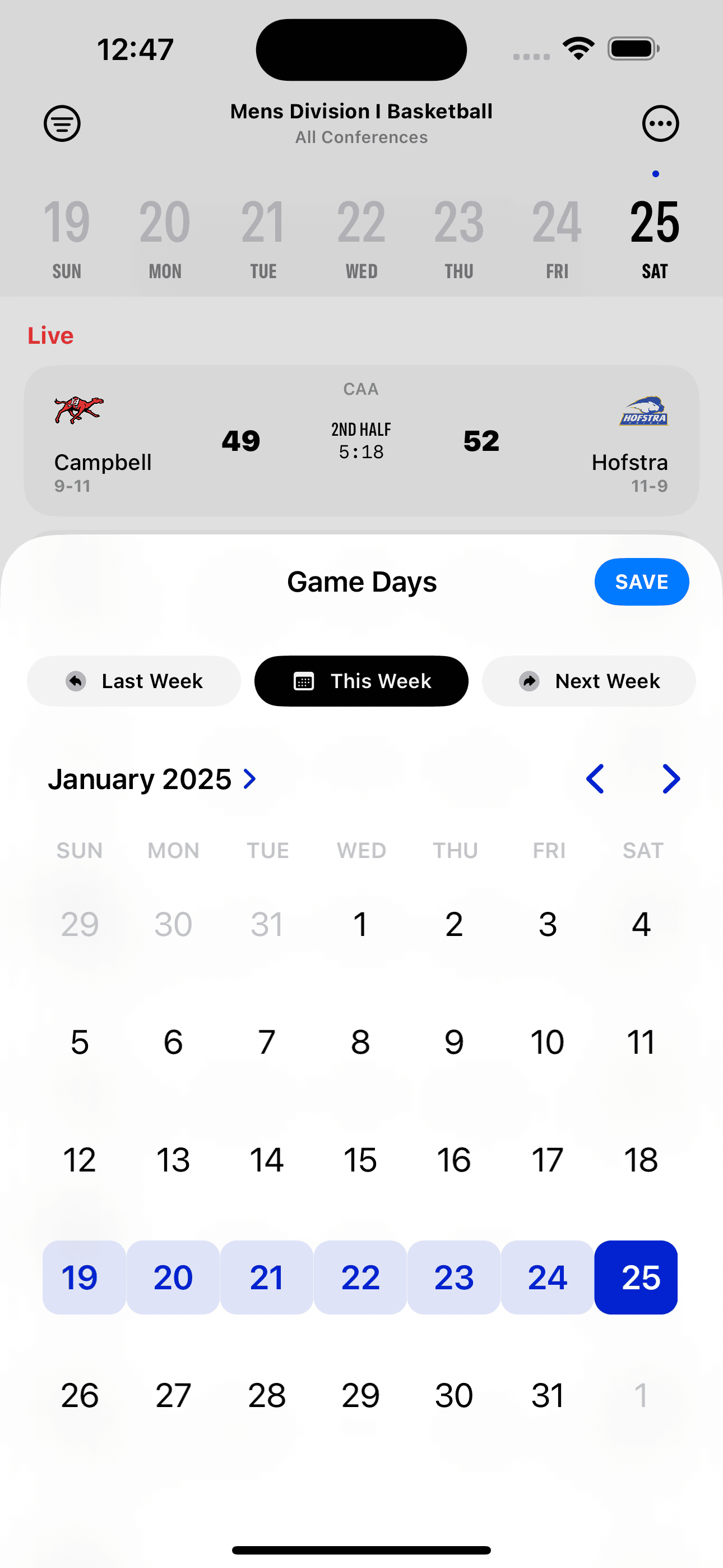 Calendar view